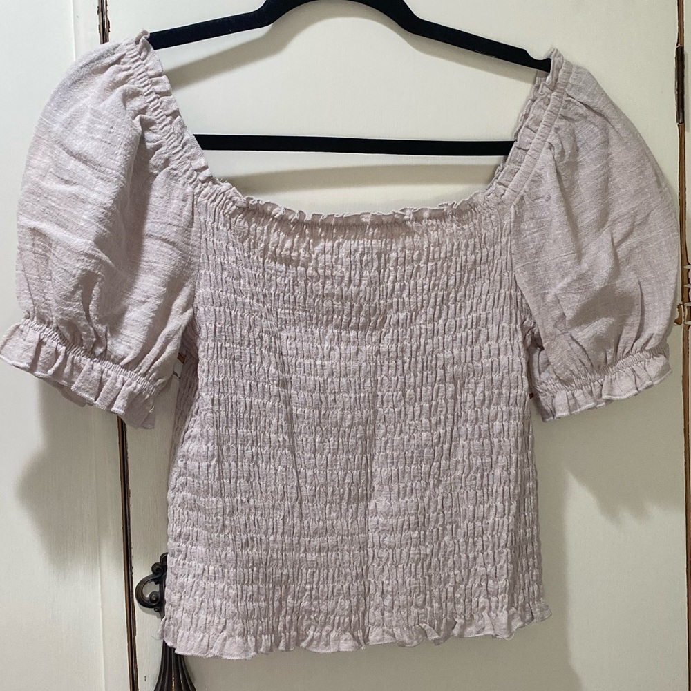 One Clothing Gray Top With Puff Sleeves